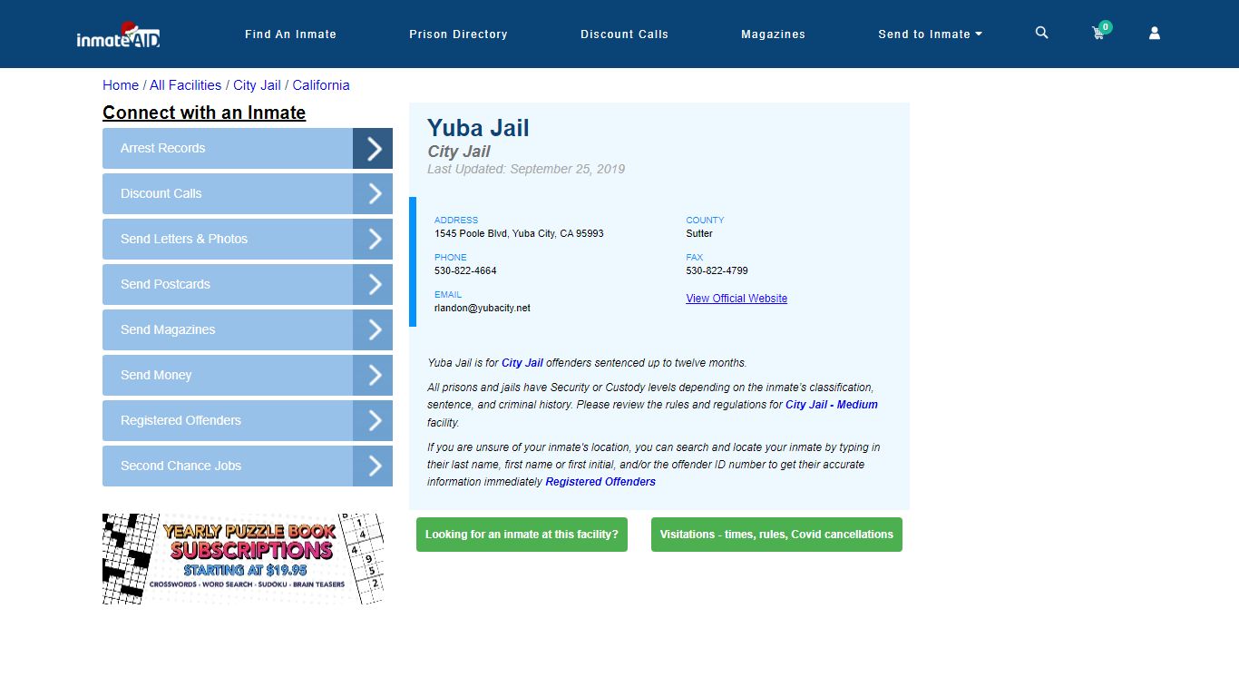 Yuba Jail | Inmate Locator